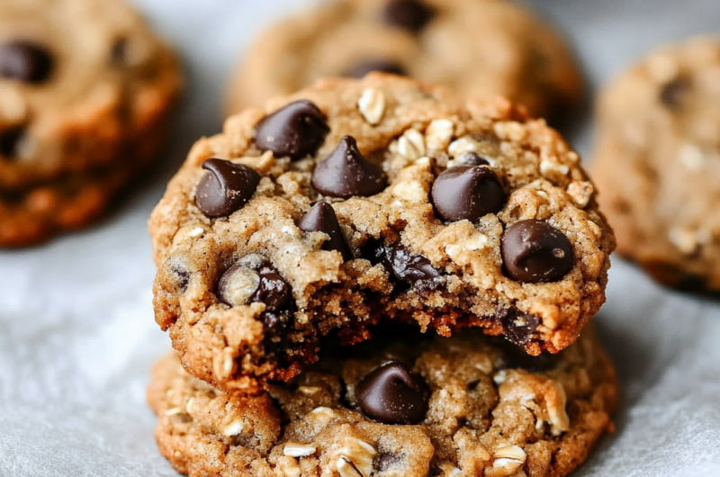 Flourless Peanut Butter Oatmeal Chocolate Chip Cookies