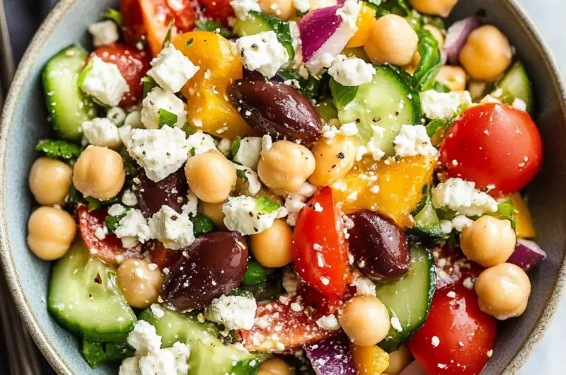 The Easiest Chickpea Greek Salad