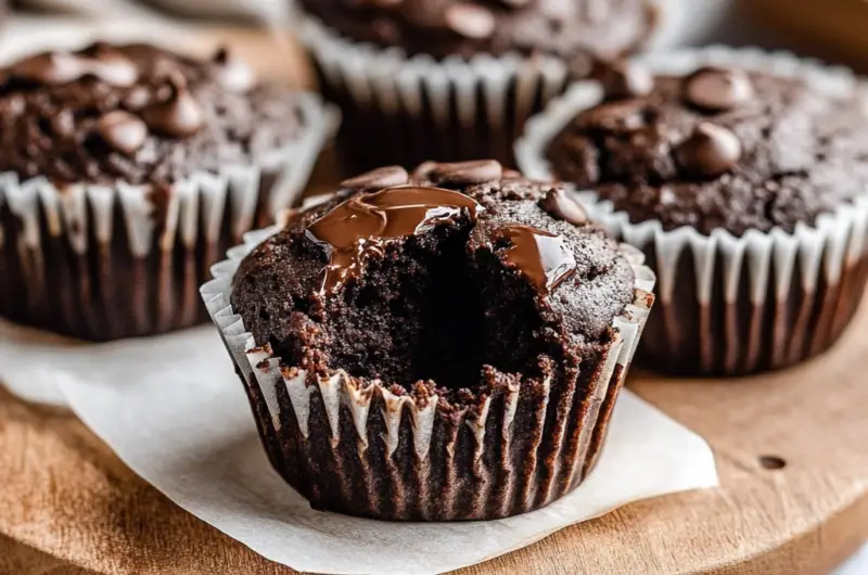 Healthy Double Chocolate Zucchini Muffins
