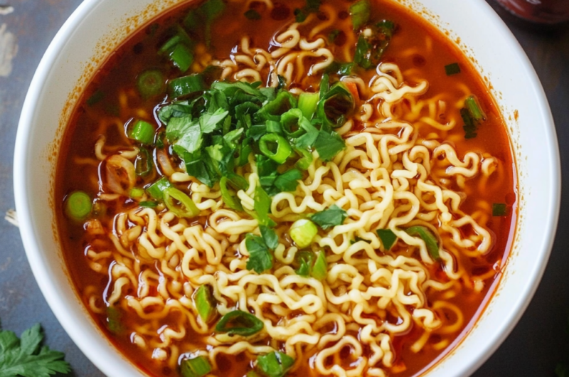 20-Minute Spicy Sriracha Ramen Noodle Soup