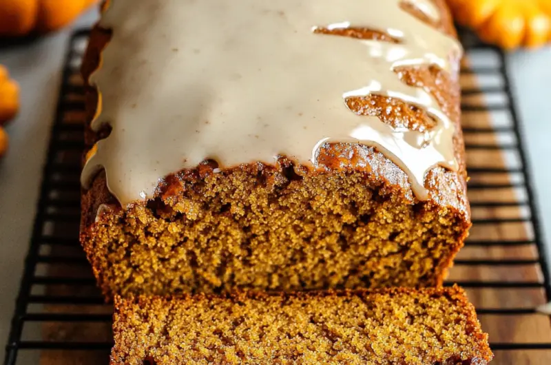 Healthy Pumpkin Bread with Maple Glaze
