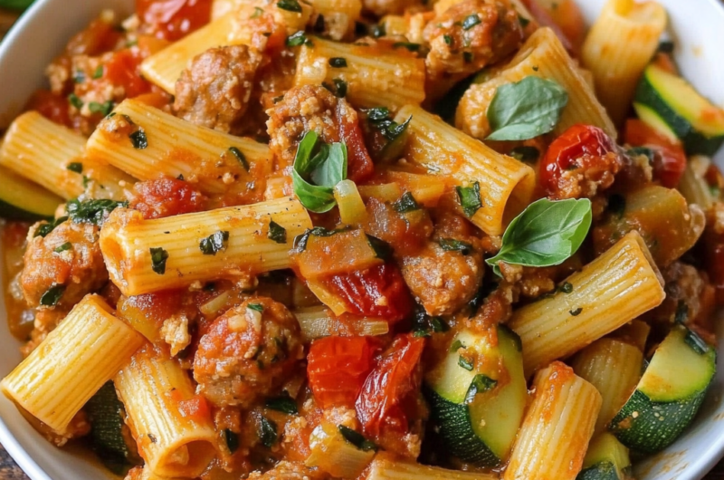 Rigatoni with Sausage, Tomatoes, and Zucchini