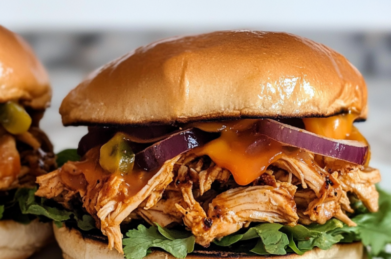 Incredible Slow Cooker Pulled Chicken Sandwiches