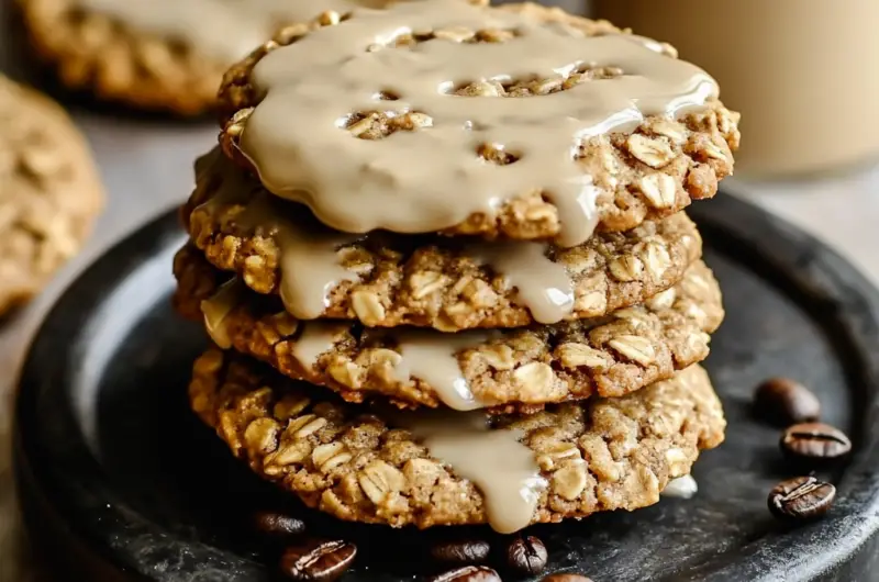 Vanilla Brown Sugar Oatmeal Latte Cookies with Espresso Icing