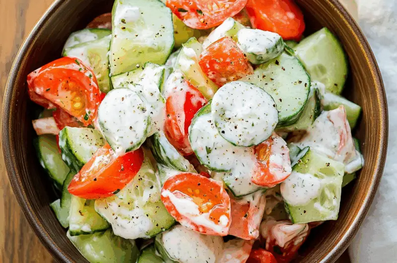 Creamy Cucumber and Tomato Salad Recipe