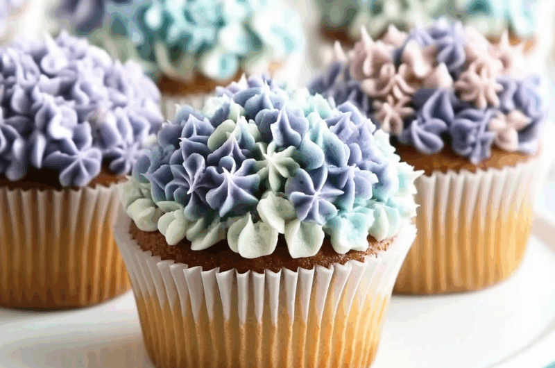 Easy and Delicious Hydrangea Cupcakes