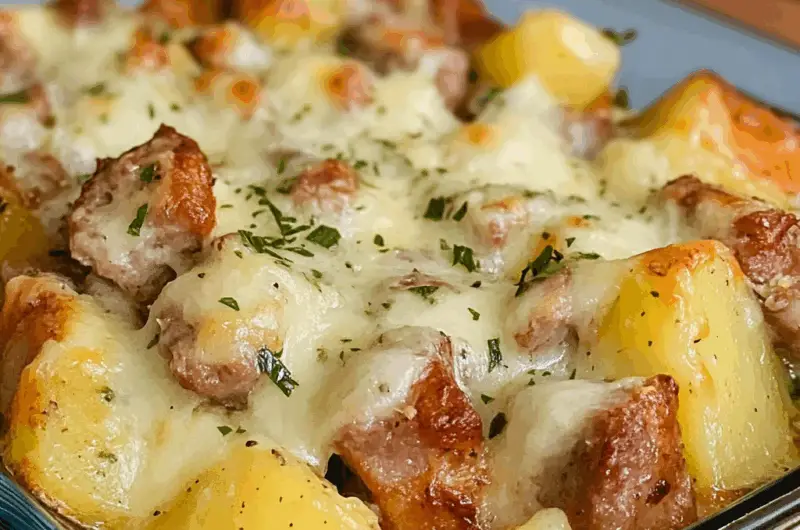Cheesy Pork and Potato Bake Recipe