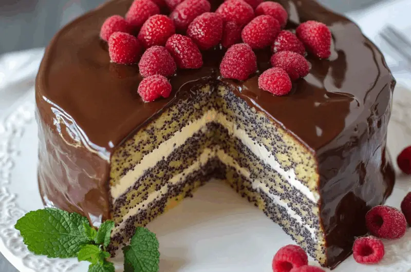 Poppy Seed Sour Cream Cake with Custard Cream