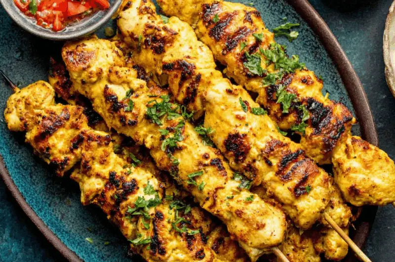 Joojeh Kabob (Persian Saffron and Yogurt Chicken Kabobs)