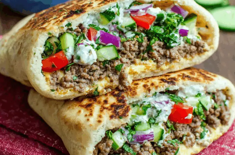 Middle Eastern Ground Beef Pita Sandwich
