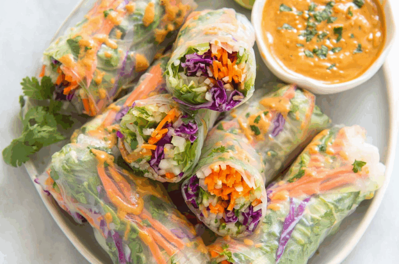 Fresh Spring Rolls with Peanut Dipping Sauce